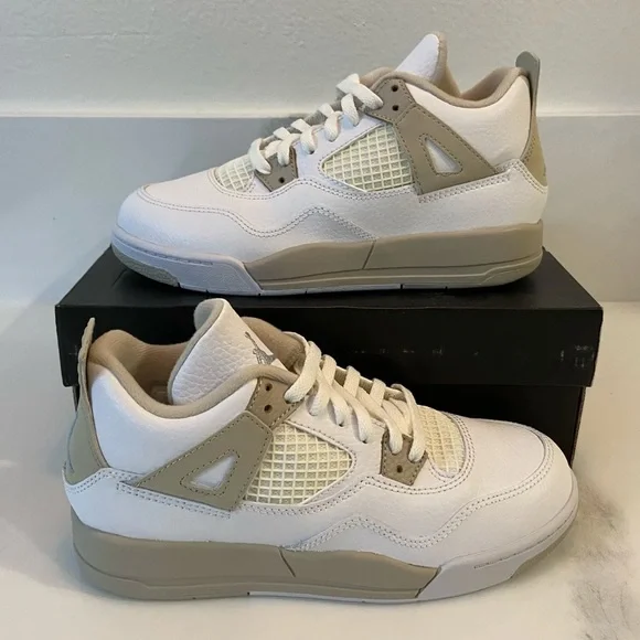 NIKE AIR JORDAN 4 RETRO PS IV 4 Linen SAND White 487725 118 1Y UK 13.5 EUR 32 - Picture 2 of 10